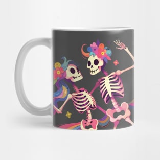 Dancing Skeleton Rainbow Romance Mug